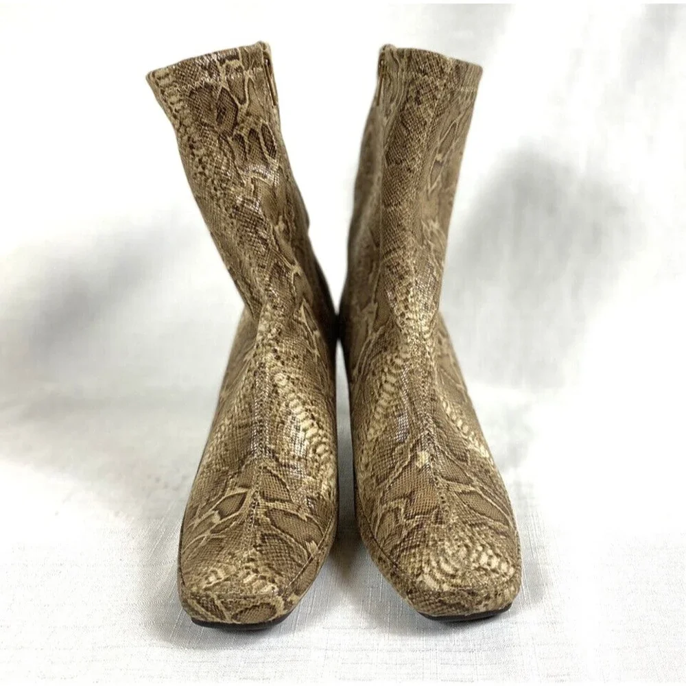 Aerosoles Blue Gene Stretch Mid-Calf Boot Women's Size 6.5M Brown Snake Pattern - Picture 2 of 15